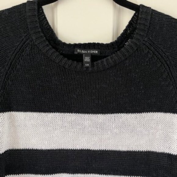 Eileen Fisher Lightweight Striped Linen Blend Sweater Large - Picture 5 of 8